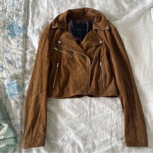 Club Monaco collection brown suede biker jacket